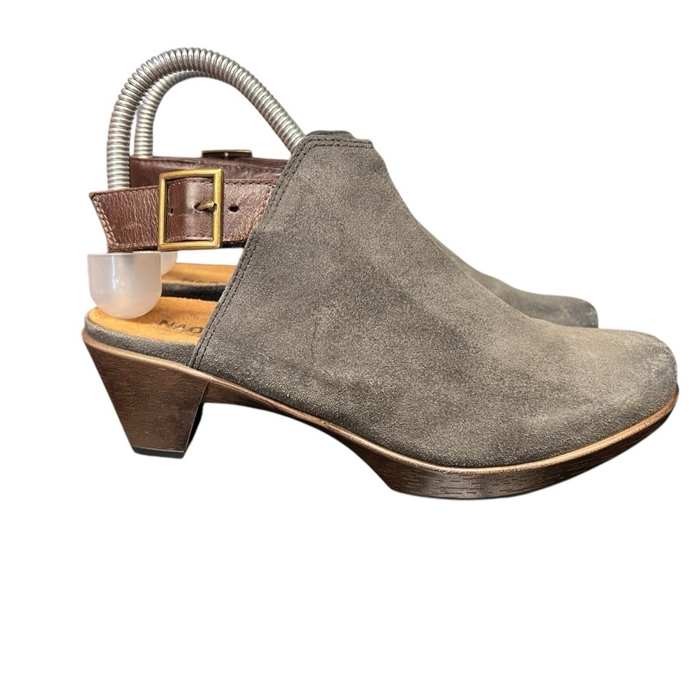 NAOT Footwear's Women's Upgrade Oily Midnight Suede/Walnut Lthr Clog Sz 37